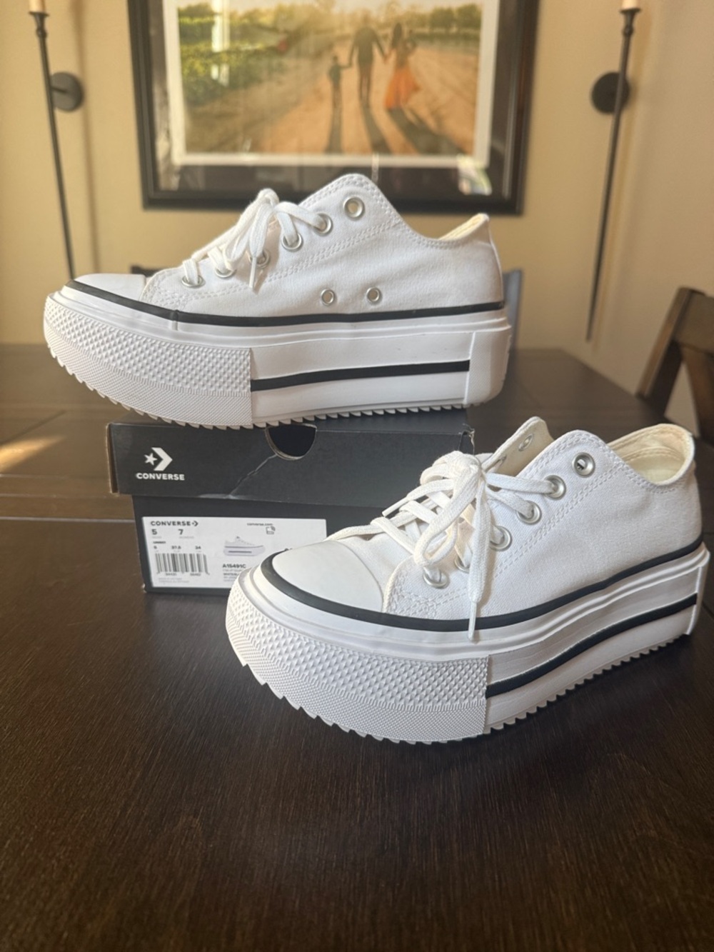 Converse White Platform Low Top Sneakers